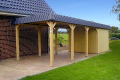 Einzelcarport Classic mit Geräteraum Landhausblende