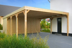 Doppelcarport Classic mit Holzblende und Geräteraum