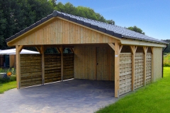 Satteldach Doppelcarport Classic mit Geräteraum