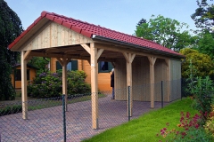 Satteldach Einzelcarport Classic mit Geräteraum